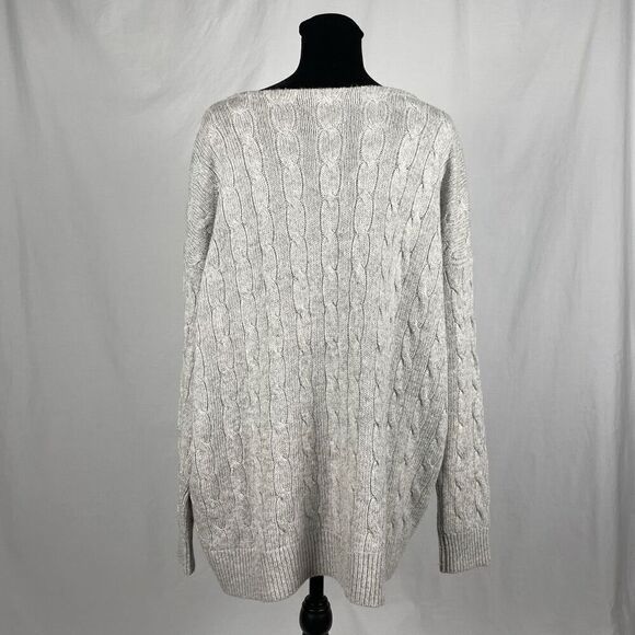 Ralph Lauren Sport Gray Cable Knit Wool High Neck Sweater - Women’s M - Picture 3 of 7